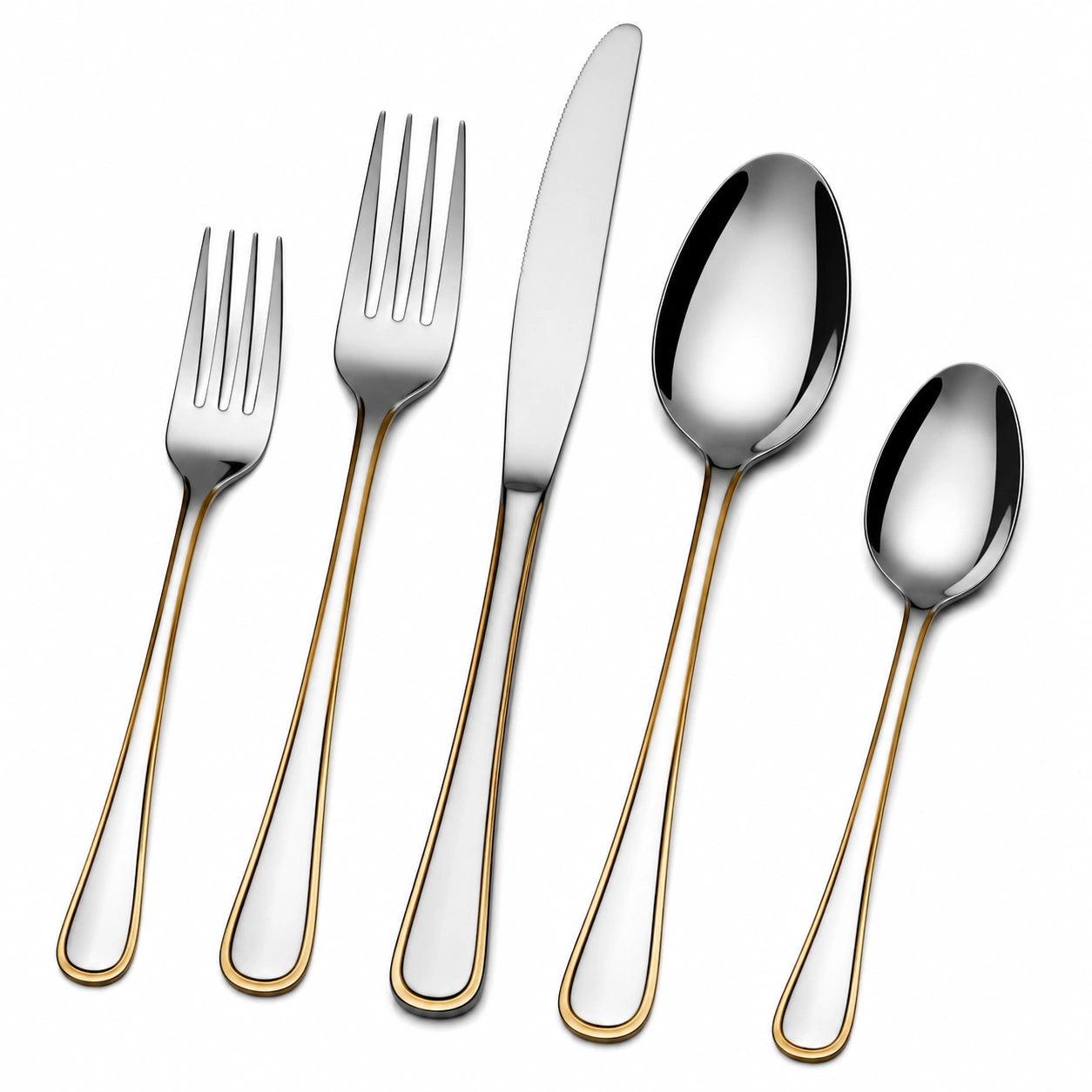 Ensemble de Couverts Argent et Doré 5 Pièces