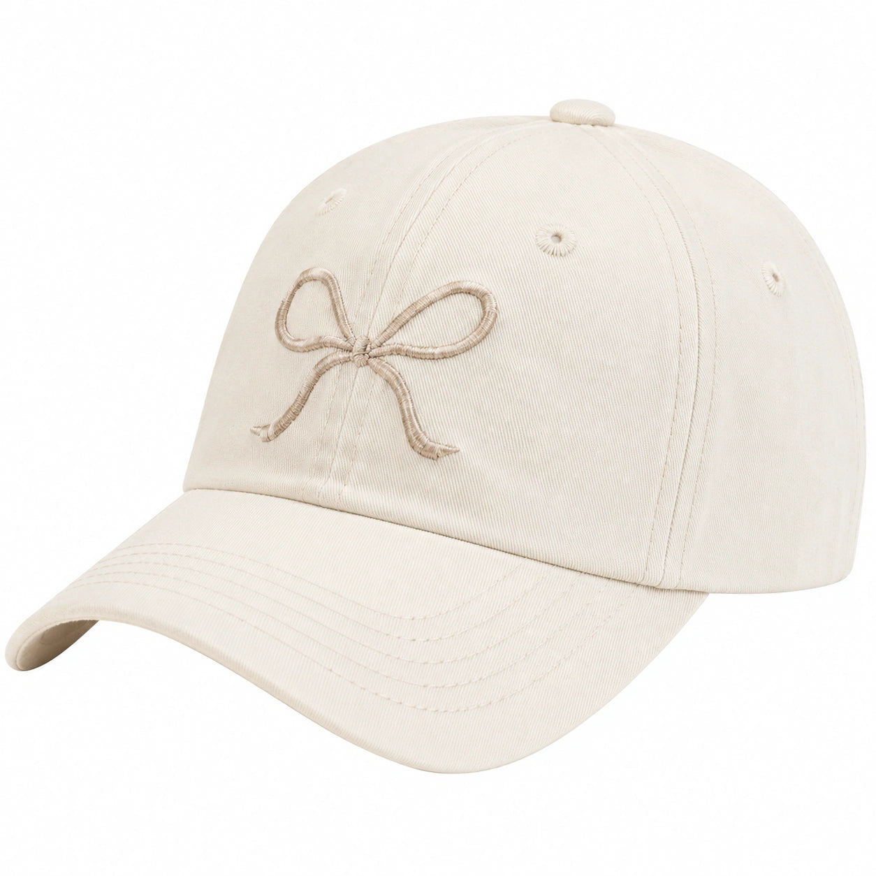 Casquette beige avec broderie nœud