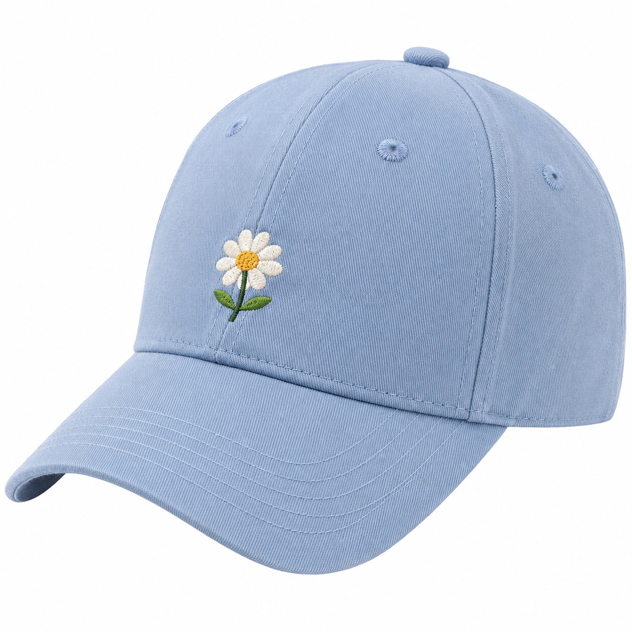 Casquette Bleu Clair avec Broderie de Marguerite