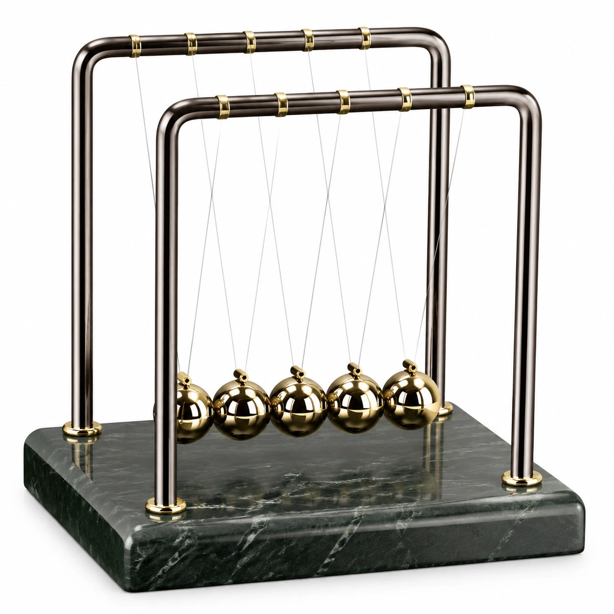 Pendule de Newton en Marbre avec Boules Dorées