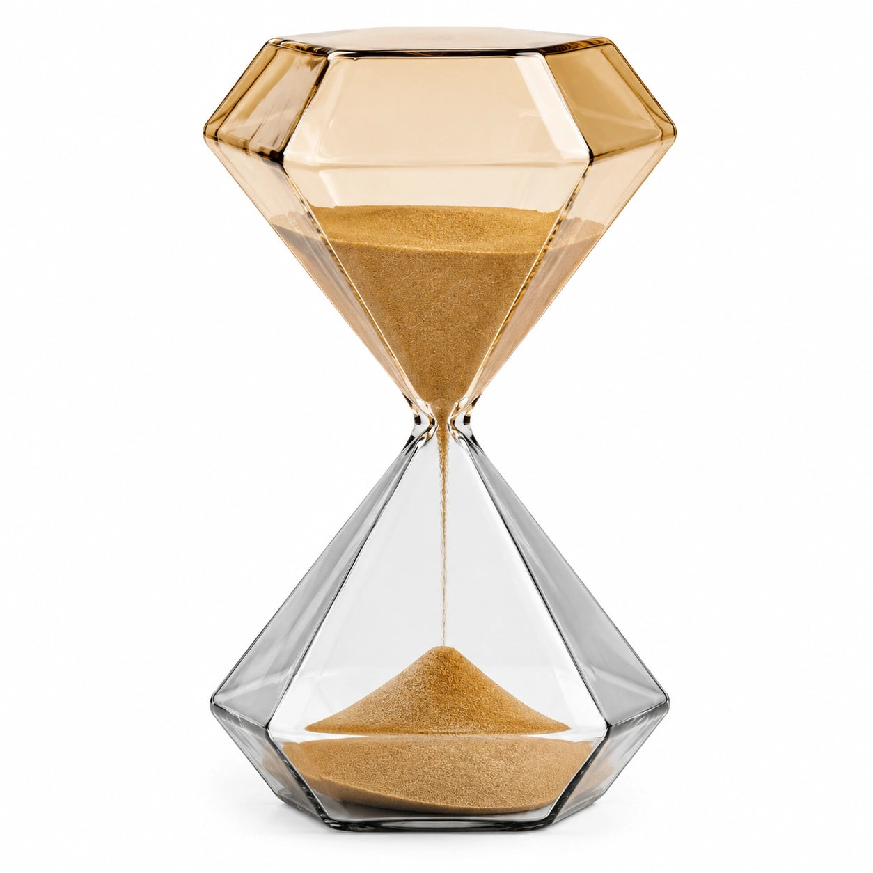 Sablier en verre bicolore ambre et transparent