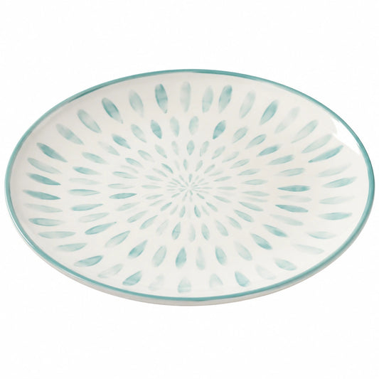 Assiette ronde motif floral bleu clair