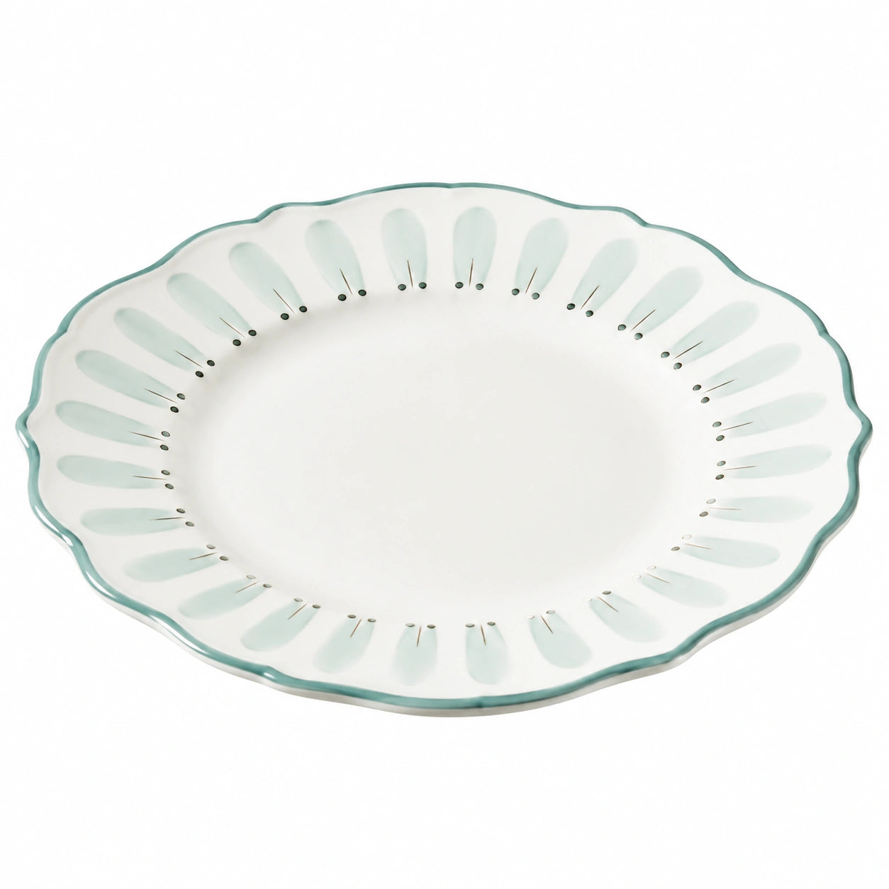 Assiette en porcelaine décorative 27 cm blanc et vert