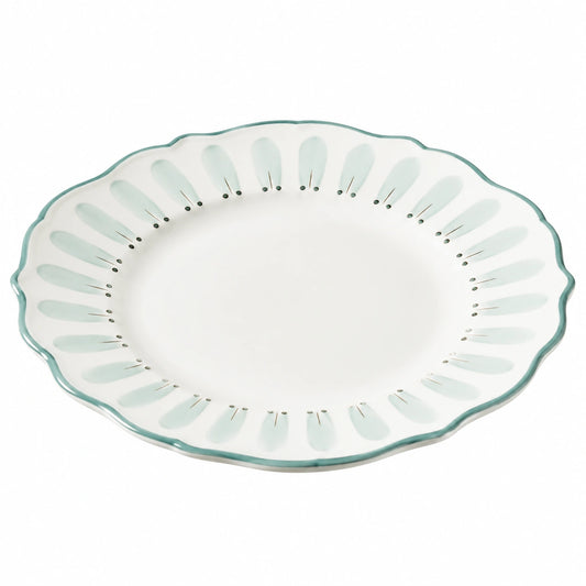 Assiette en porcelaine décorative 27 cm blanc et vert
