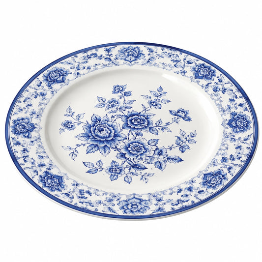 Assiette en porcelaine motif floral bleu 27 cm