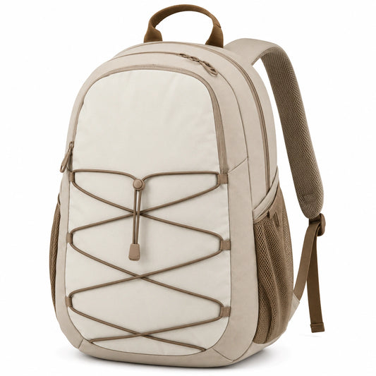 Sac à dos beige avec cordon élastique, 25L