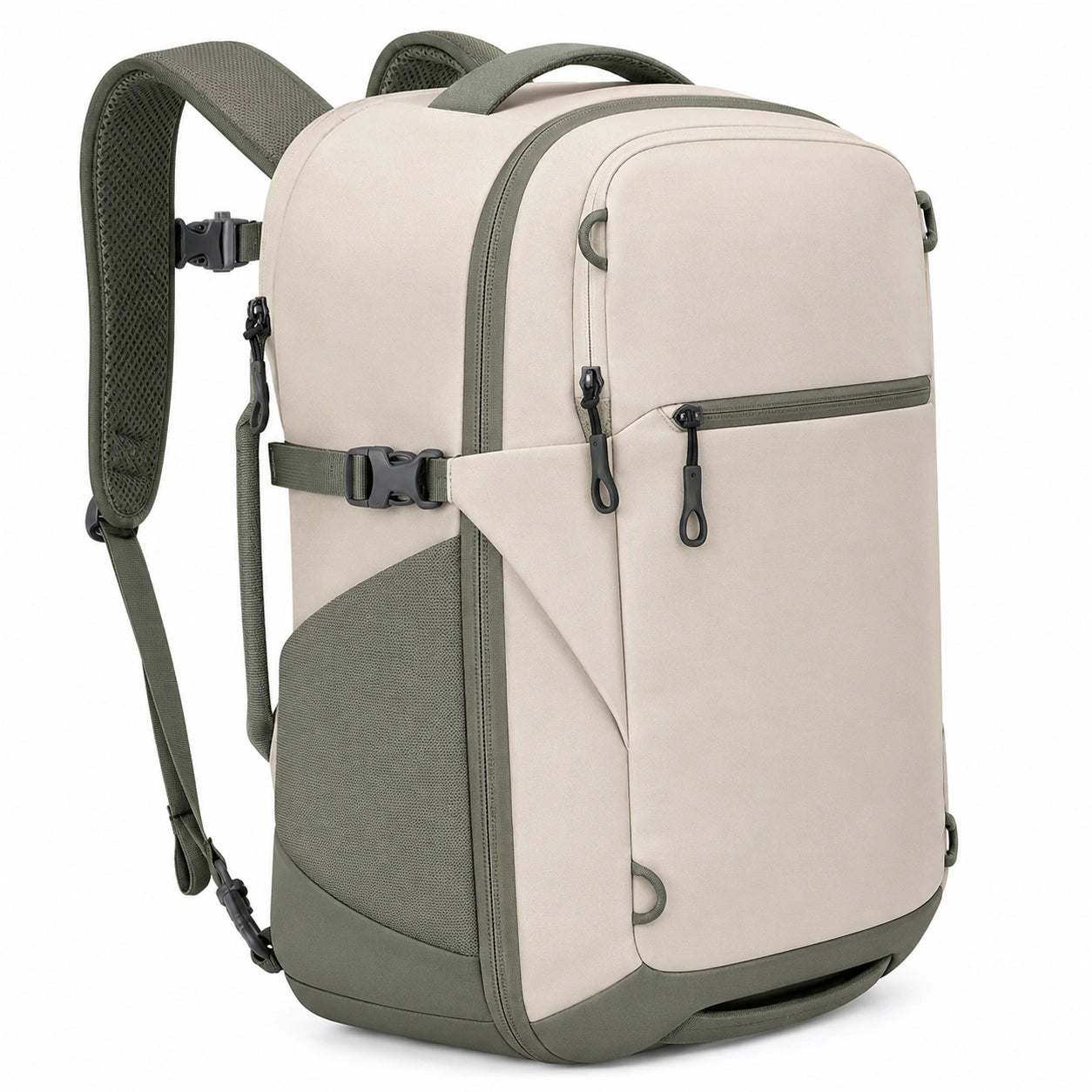 Sac à dos beige et vert avec grande capacité 20L