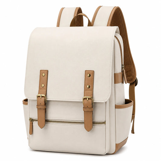 Sac à dos beige et marron avec fermeture à sangles, 20L