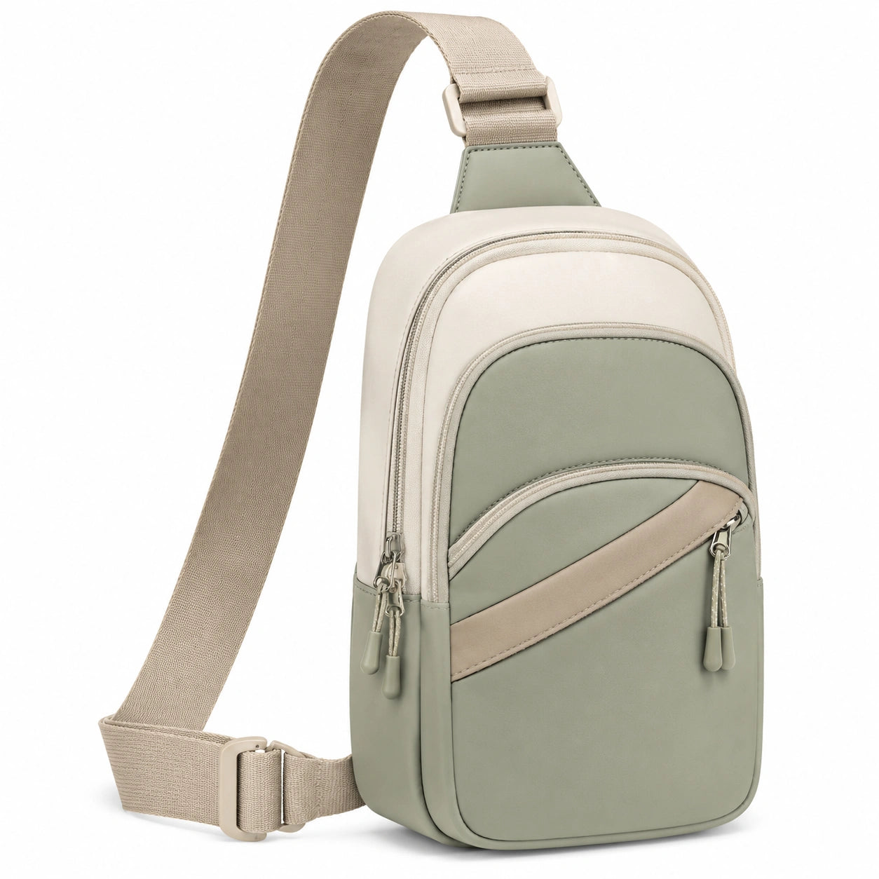 Sac bandoulière moderne beige et kaki