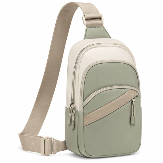 Sac bandoulière moderne beige et kaki
