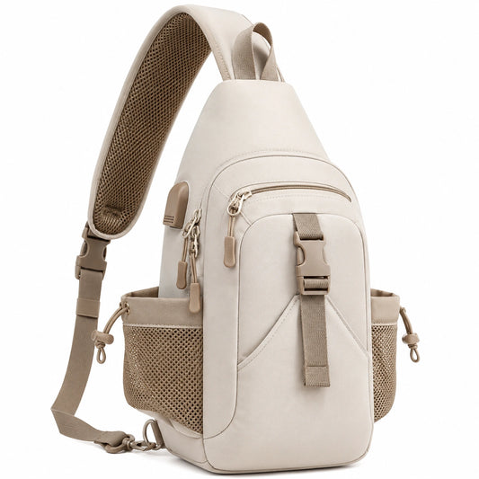 Sac à dos bandoulière unisexe léger - Beige