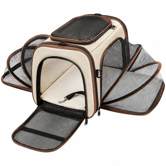 Sac de transport extensible pour animaux de compagnie - Beige