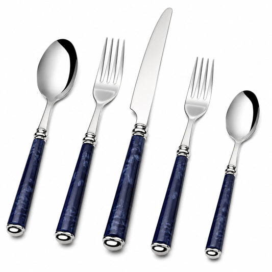 Ensemble de Couverts en Acier avec Manche Bleu Marine