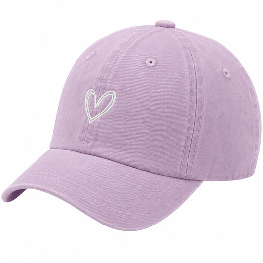 Casquette de baseball violette avec cœur brodé