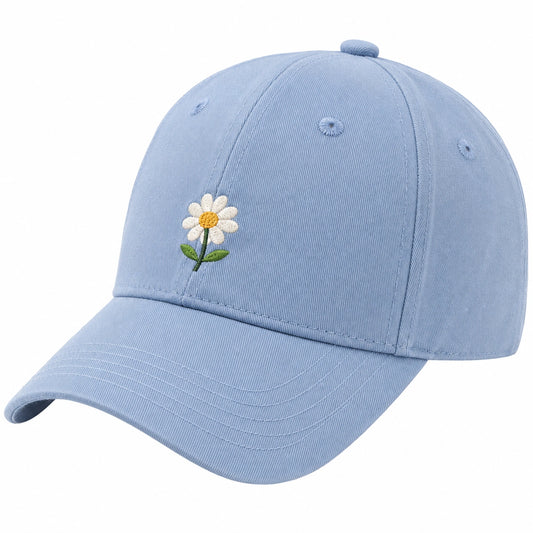 Casquette Bleu Clair avec Broderie de Marguerite