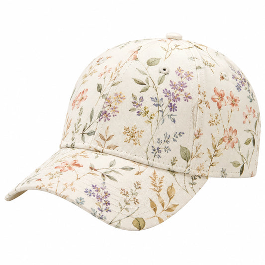 Casquette à motif floral multicolore fond crème
