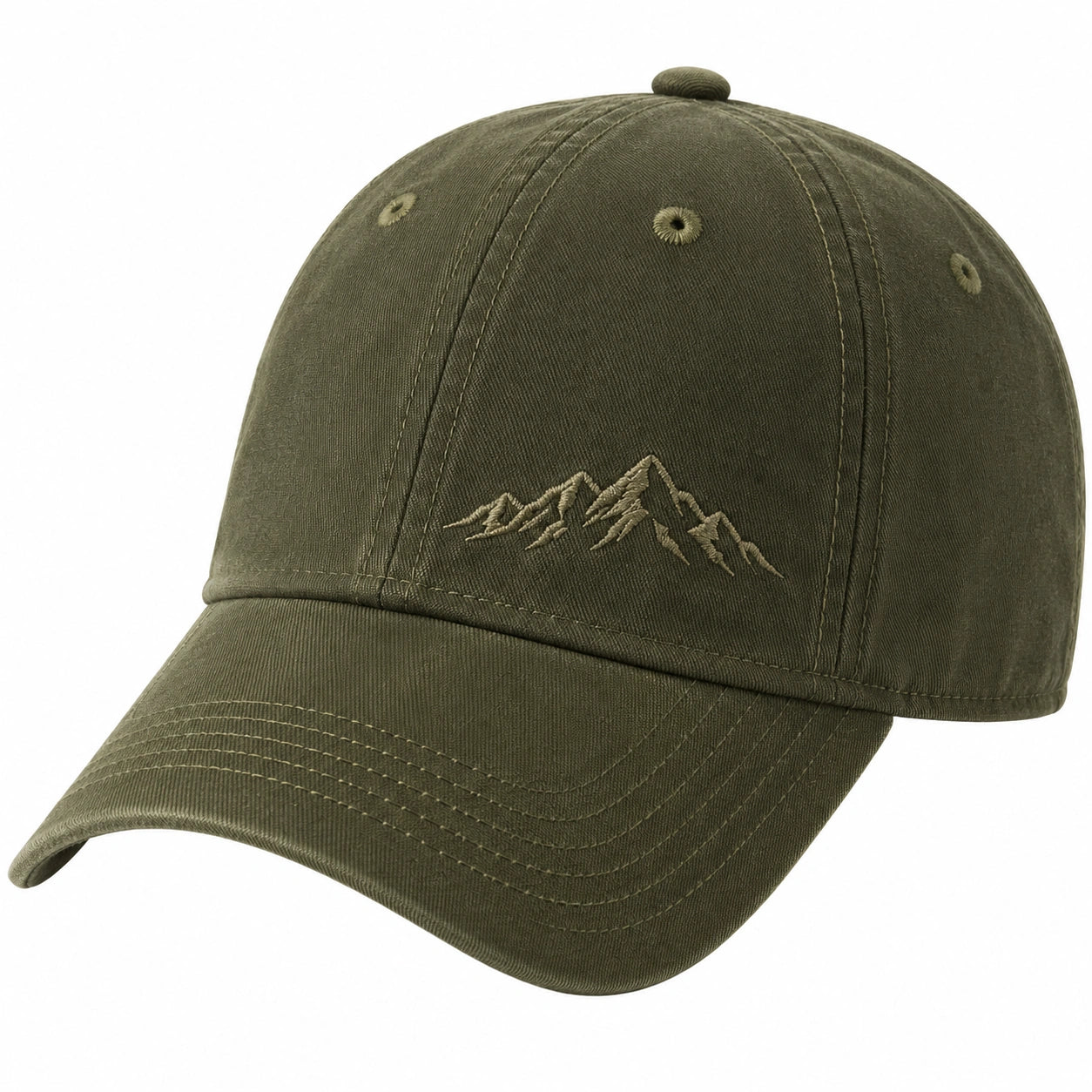 Casquette brodée montagnes vert olive