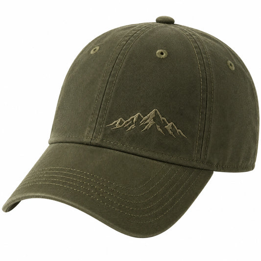 Casquette brodée montagnes vert olive