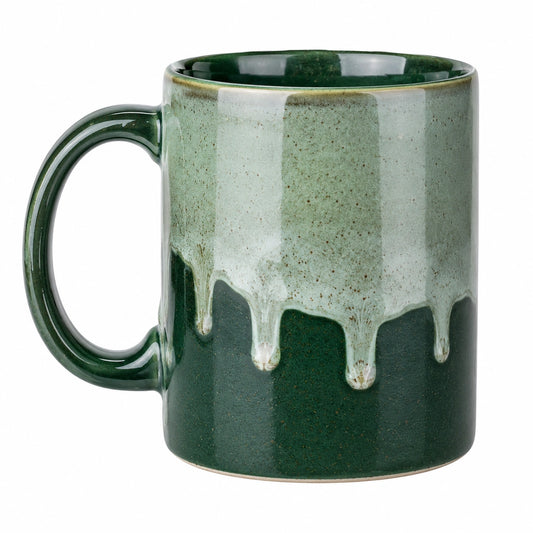 Grande tasse verte en céramique avec design artistique