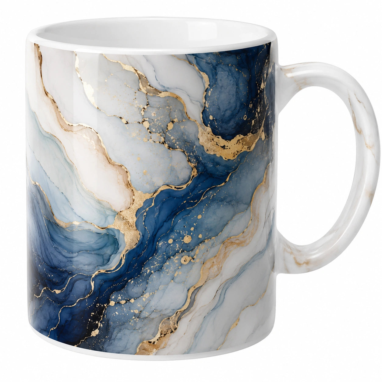 Mug en céramique marbré bleu et doré 350ml