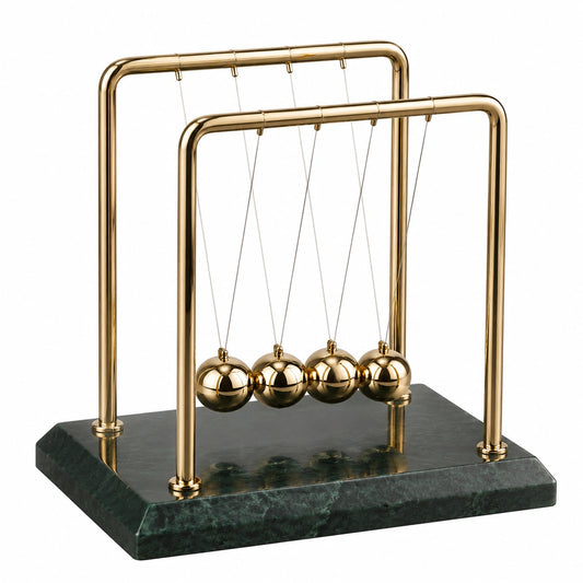 Pendule de Newton avec base en marbre vert foncé