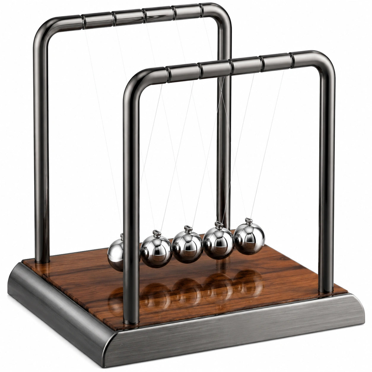 Pendule de Newton en Métal Chromé et Bois