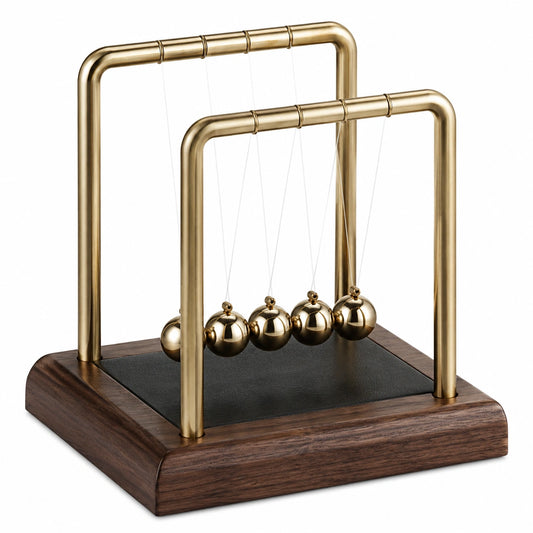 Pendule de Newton Décorative en Doré et Bois