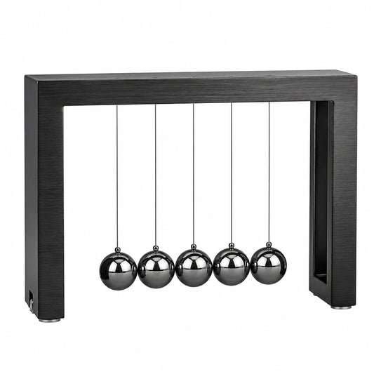 Pendule de Newton avec Cadre Noir et Billes en Métal