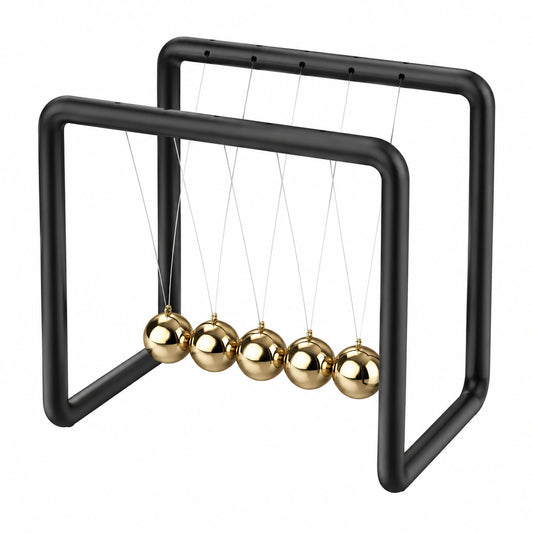 Pendule de Newton Noir et Doré à Boules Métalliques