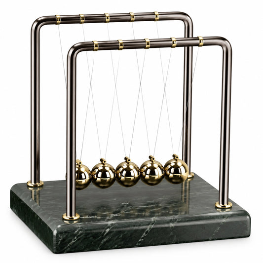 Pendule de Newton en Marbre avec Boules Dorées