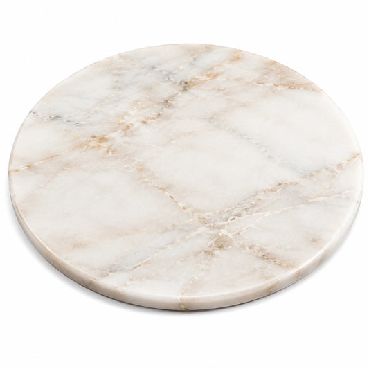 Plateau rond en marbre blanc 30 cm