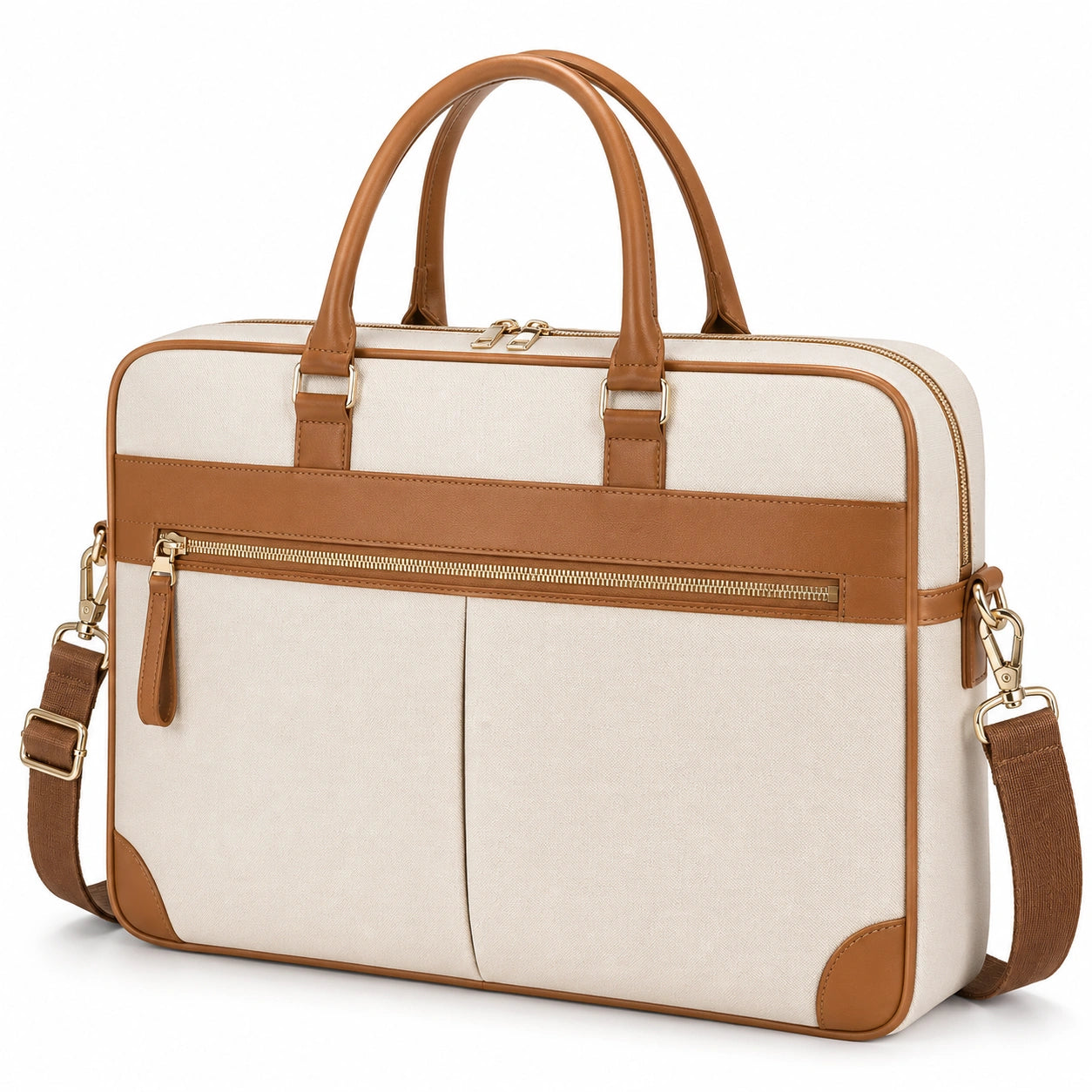 Sacoche pour ordinateur portable 15 pouces beige et marron