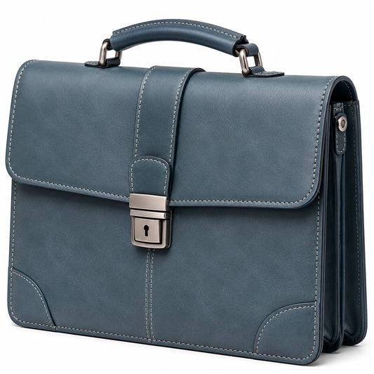 Attaché-case classique bleu avec compartiments multiples