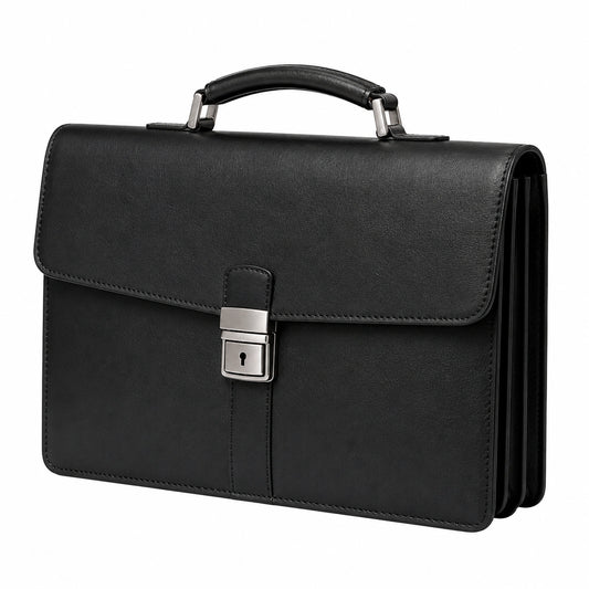 Serviette Professionnelle en Noir avec Fermeture à Clé