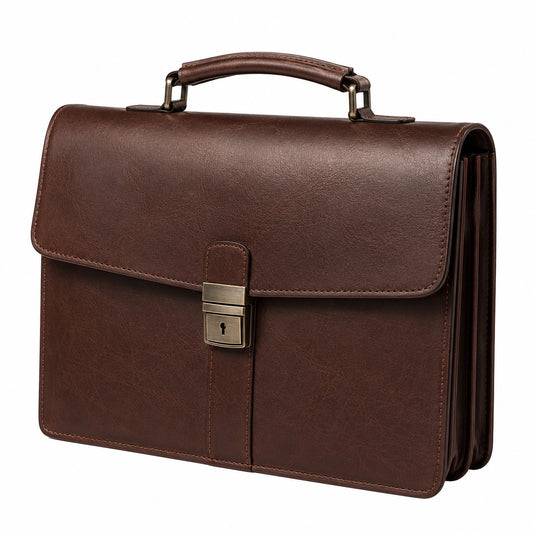 Mallette d'affaires marron avec serrure à clé