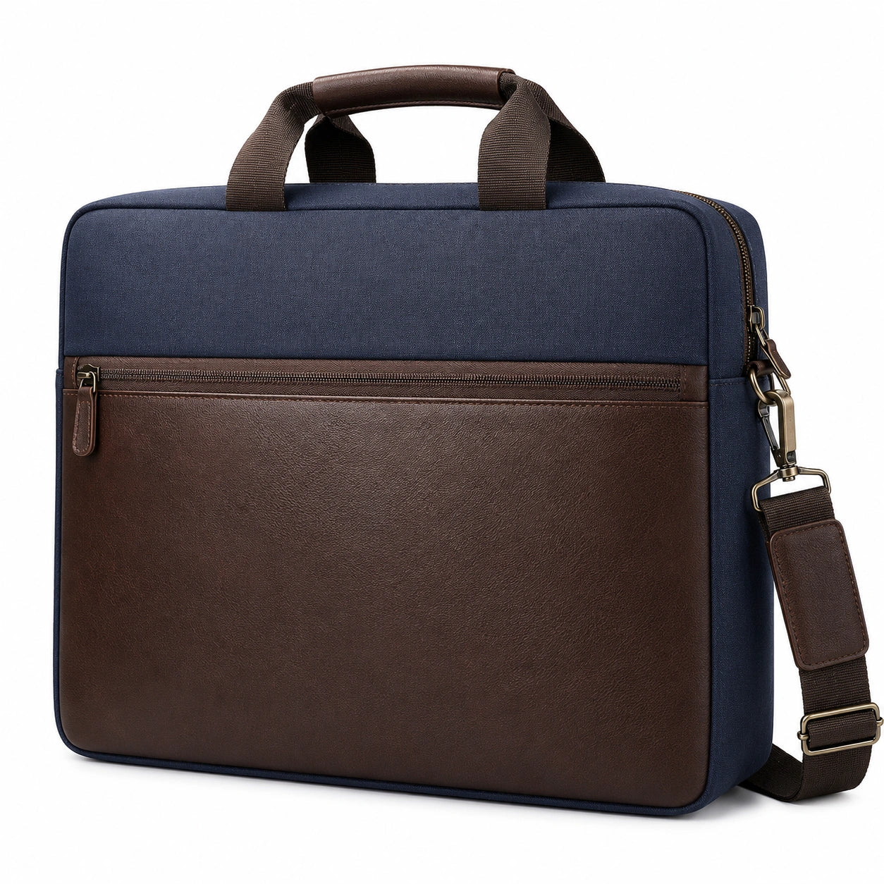 Sacoche pour ordinateur portable 15 pouces bleu marine et marron