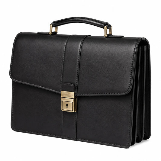 Cartable Noir avec Fermoir en Métal