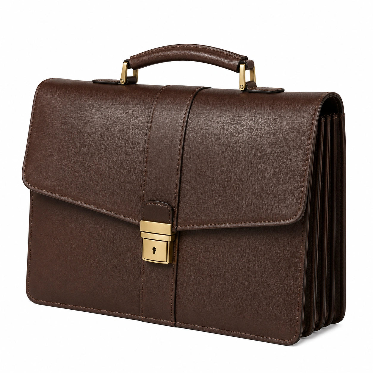 Serviette en Cuir Marron avec Fermeture à Clé