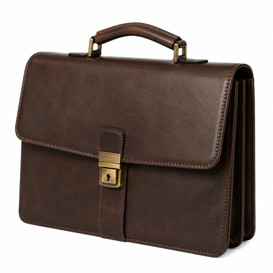 Mallette classique marron avec fermeture à clé