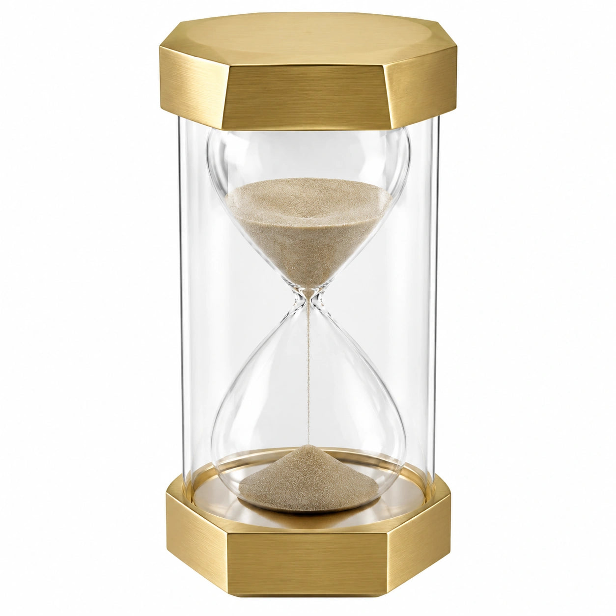 Sablier en Verre avec Base en Métal Doré, 30 Minutes