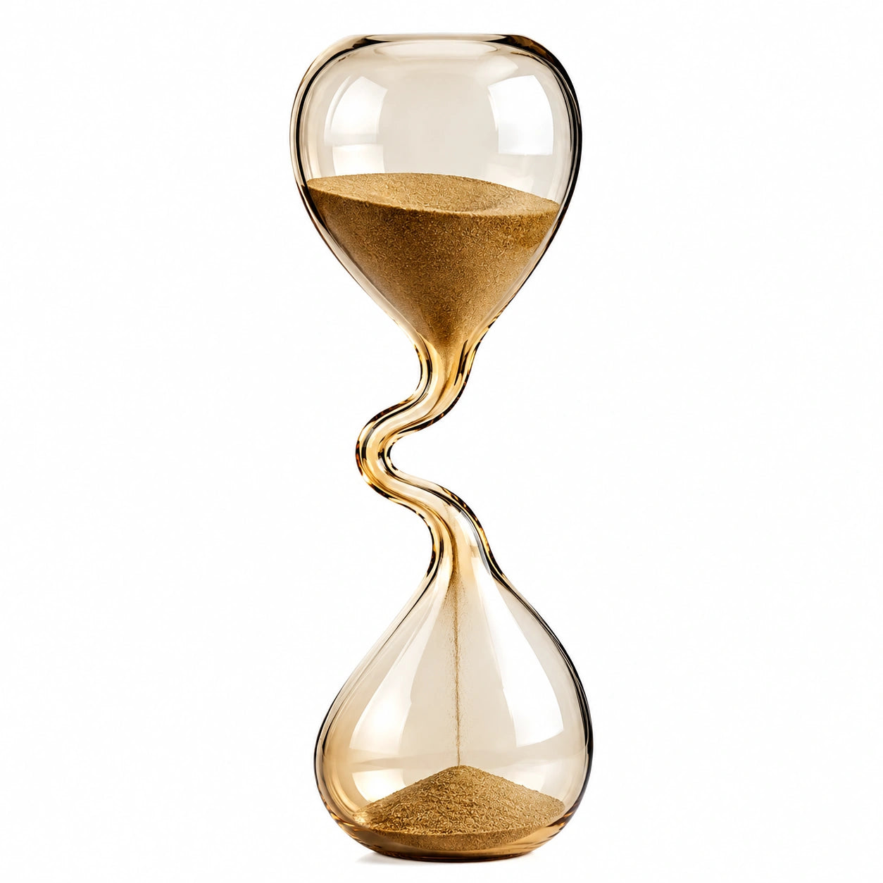 Sablier en Verre Courbé 60 Minutes Doré